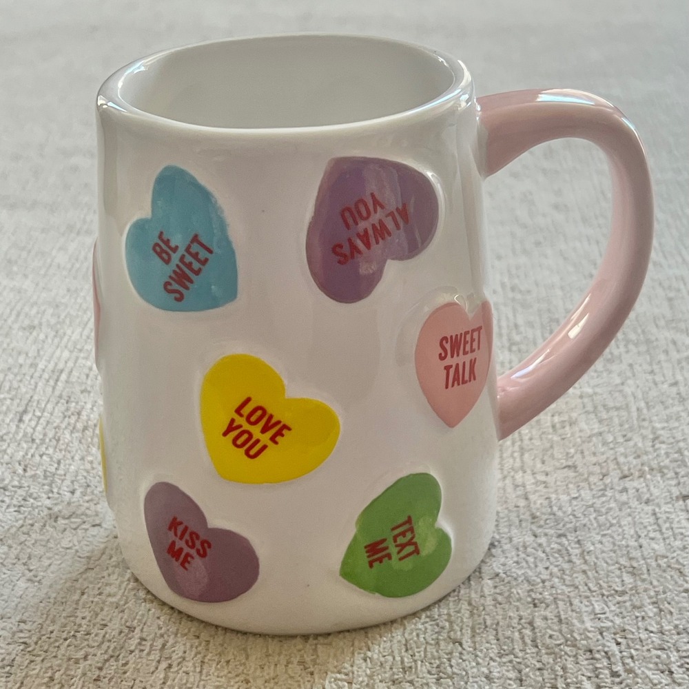Lang Design Group Valentine Conversation Heart 3D Embossed Ceramic Coffee Mug